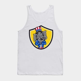 Republican Elephant Mascot Arms Crossed Shield Cartoon Tank Top